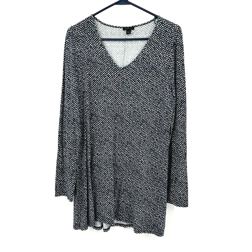 J Jill Wearever Collection Size Medium Long Sleeve Top Shirt Blouse Tunic Black